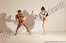 Underwear Martial art Woman - Woman White Moving poses Athletic medium brown Dynamic poses Academic